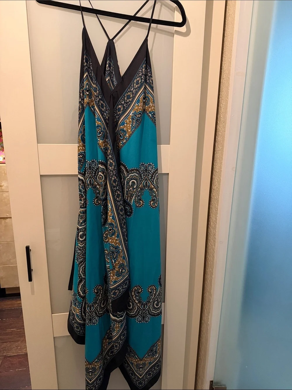 Michael Kors Blue Paisley V-Neck Maxi Dress